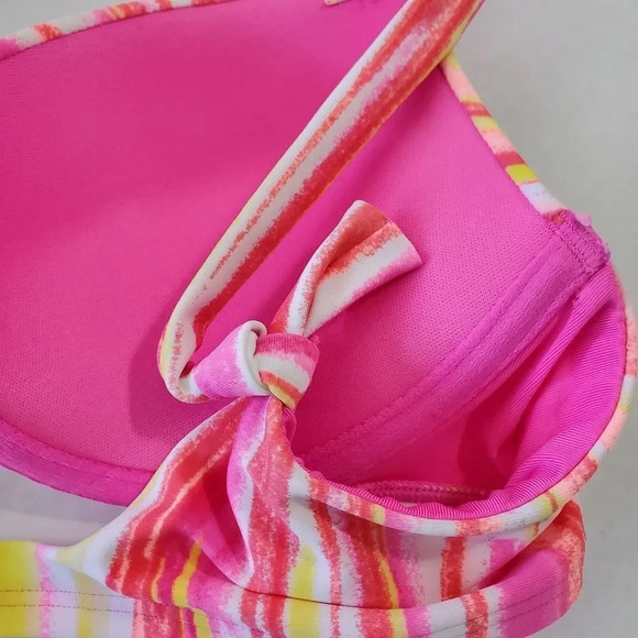 AERIE SWIM Pink Yellow Bridget Bikini Top Size 34C - Picture 6 of 9